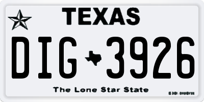 TX license plate DIG3926