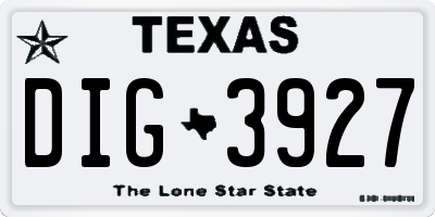 TX license plate DIG3927