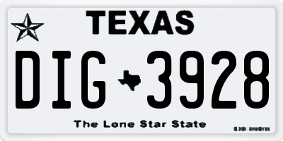 TX license plate DIG3928