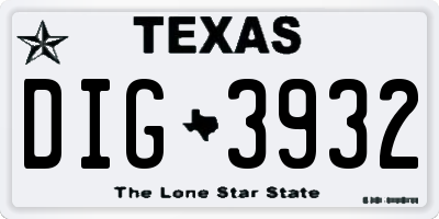 TX license plate DIG3932