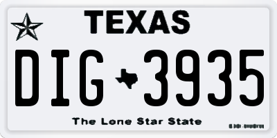 TX license plate DIG3935