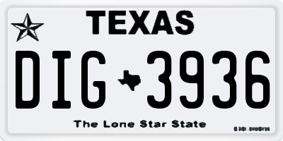 TX license plate DIG3936