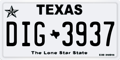 TX license plate DIG3937
