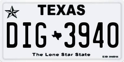 TX license plate DIG3940