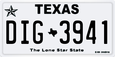 TX license plate DIG3941