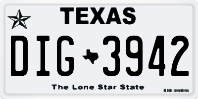 TX license plate DIG3942