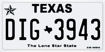 TX license plate DIG3943