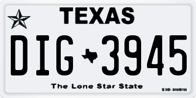TX license plate DIG3945