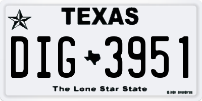 TX license plate DIG3951