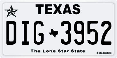 TX license plate DIG3952
