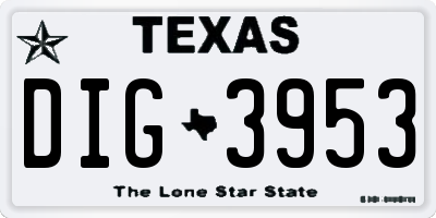 TX license plate DIG3953