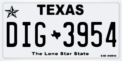 TX license plate DIG3954