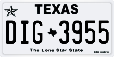 TX license plate DIG3955