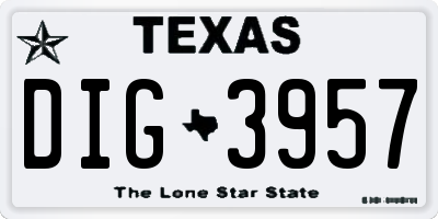 TX license plate DIG3957