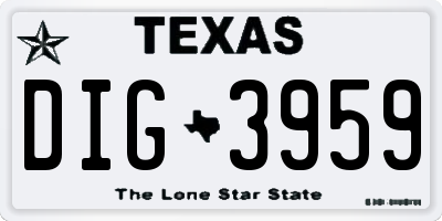 TX license plate DIG3959