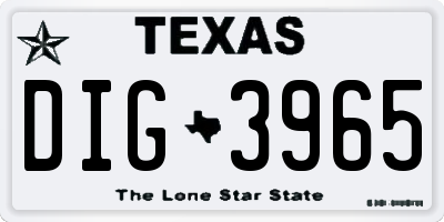 TX license plate DIG3965