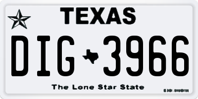 TX license plate DIG3966