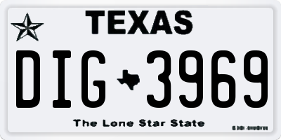 TX license plate DIG3969