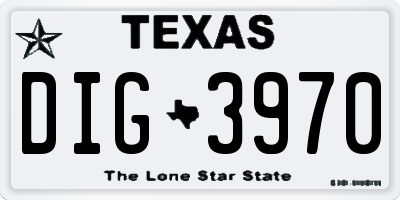 TX license plate DIG3970