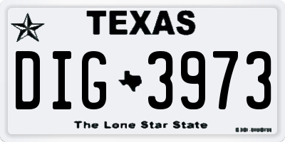 TX license plate DIG3973