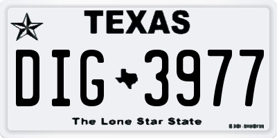 TX license plate DIG3977