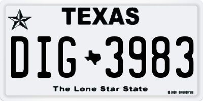 TX license plate DIG3983
