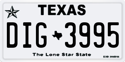 TX license plate DIG3995