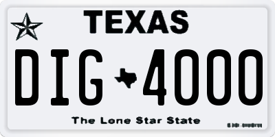 TX license plate DIG4000