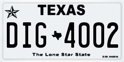 TX license plate DIG4002