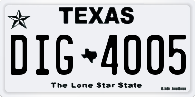 TX license plate DIG4005