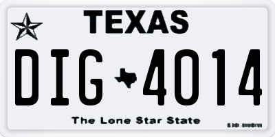 TX license plate DIG4014