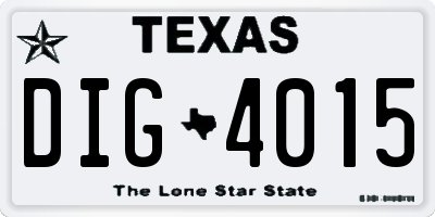 TX license plate DIG4015
