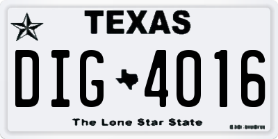 TX license plate DIG4016