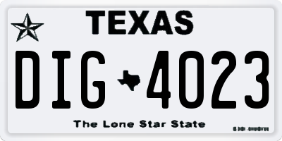 TX license plate DIG4023