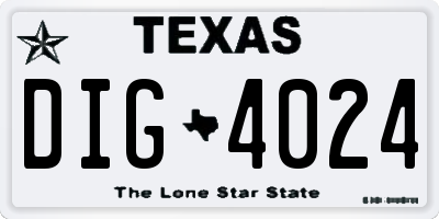 TX license plate DIG4024