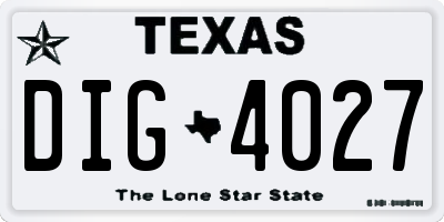 TX license plate DIG4027