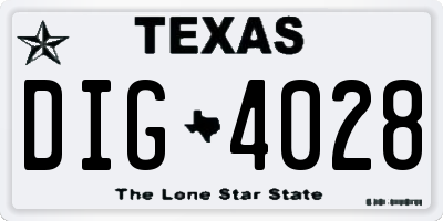 TX license plate DIG4028