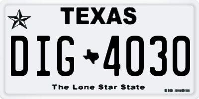TX license plate DIG4030