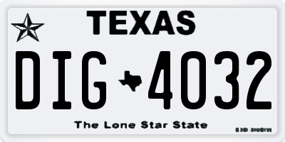 TX license plate DIG4032