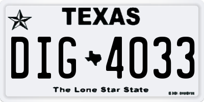 TX license plate DIG4033