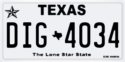 TX license plate DIG4034