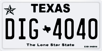 TX license plate DIG4040