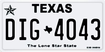 TX license plate DIG4043