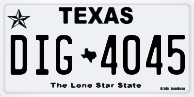 TX license plate DIG4045