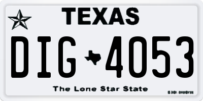 TX license plate DIG4053