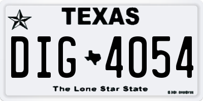 TX license plate DIG4054