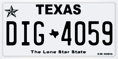 TX license plate DIG4059