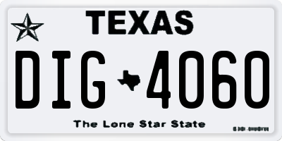 TX license plate DIG4060