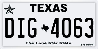 TX license plate DIG4063