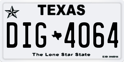 TX license plate DIG4064